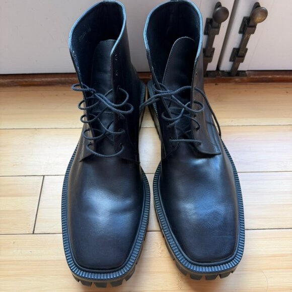 Balenciaga Trooper Lace-Up Leather Boots, Size 13, Black - Picture 1 of 6